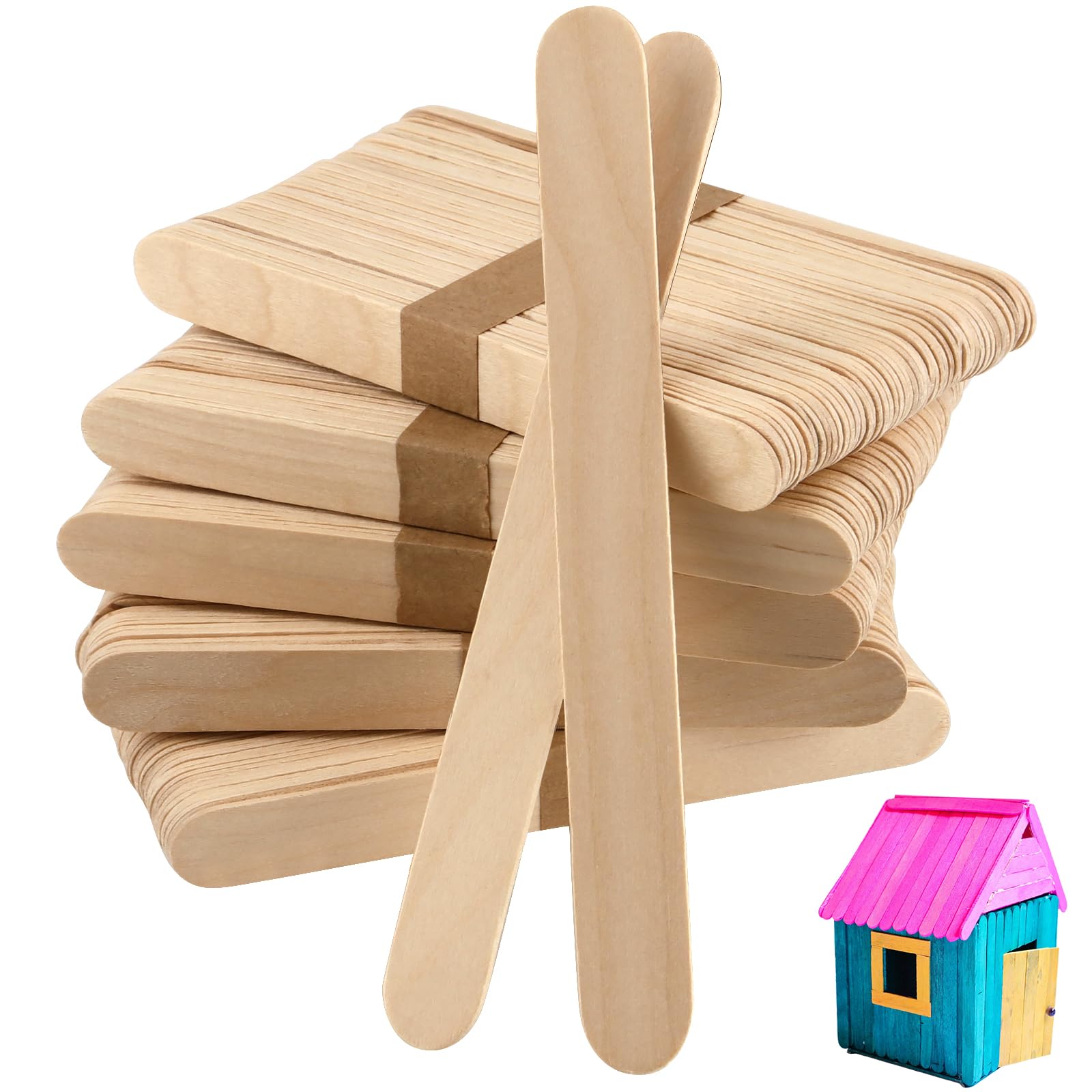 Lot de 400 bâtons de sucettes géantes en bois LEXININ pour loisirs créatifs