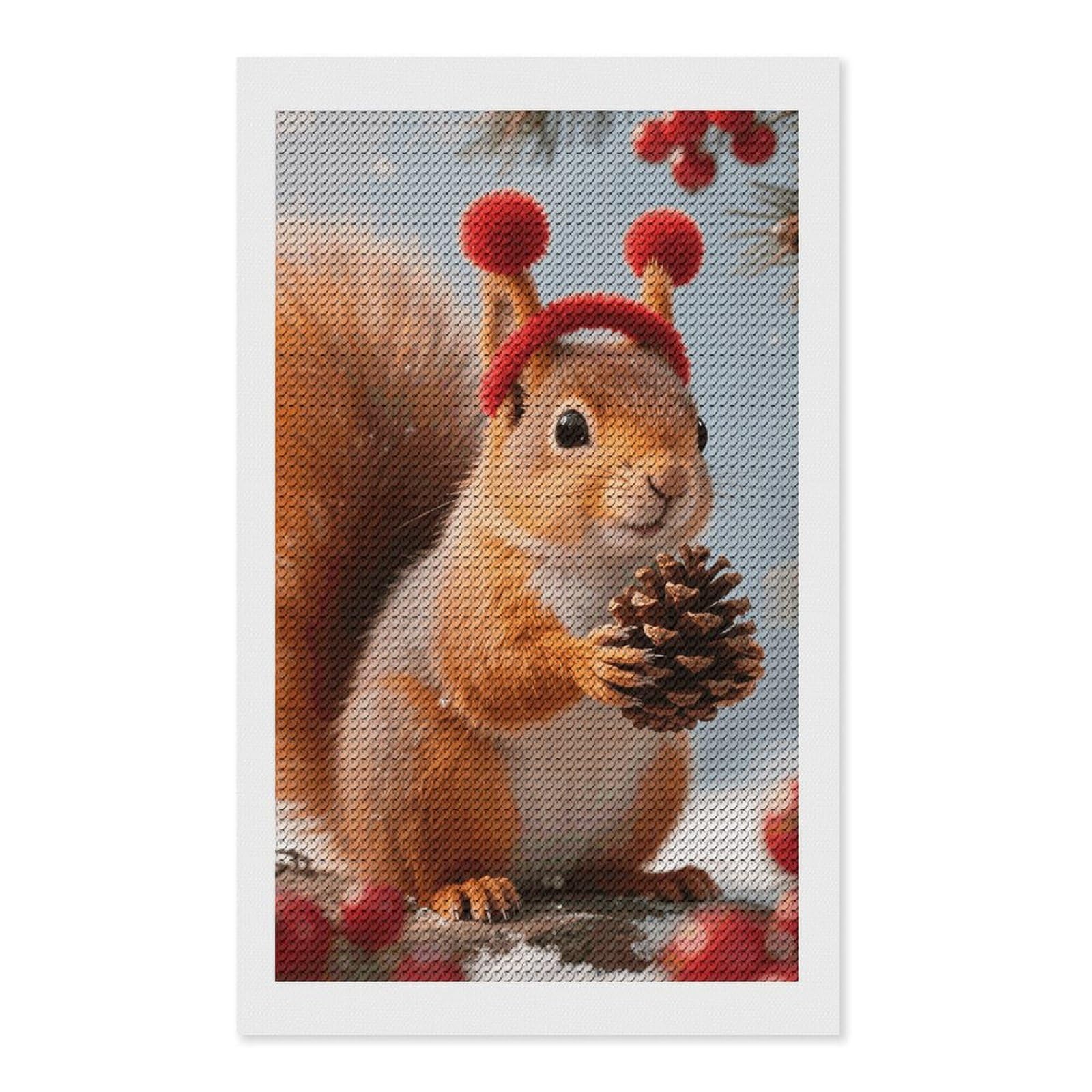 FodPand Squirrel 5D Diamond Painting Kits for Adults Beginners Full Drill Round Diamond Dots Pictures Gem Art Supplies for Home Wall Room Decoration DIY Craft Set Gift 12x20