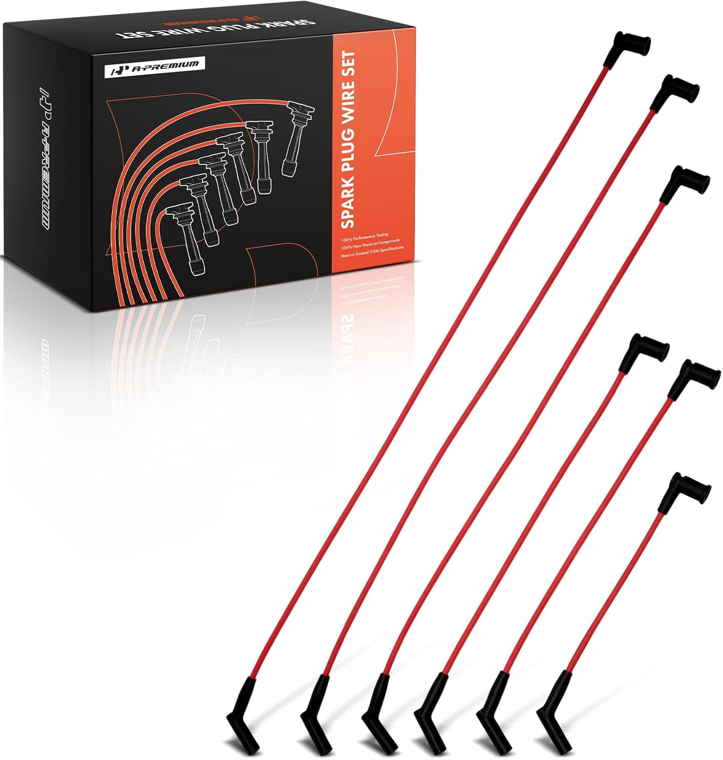 A-Premium 6 PCS Spark Plug Wires Compatible with Ford Taurus 2001-2007 & Mercury Sable 2001-2004, 3.0L, Red