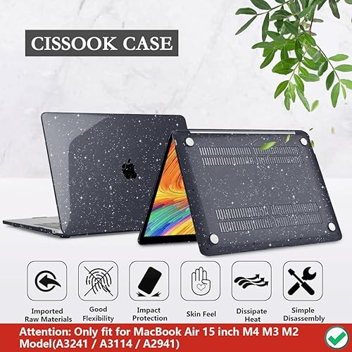Miniatura 6 de CISSOOK Funda con Estrellas Negras Brillantes para MacBook Air de 15 Pulgadas 2025 2024 2023 Modelo A3241 A3114 A2941, Funda Rígida de Plástico con