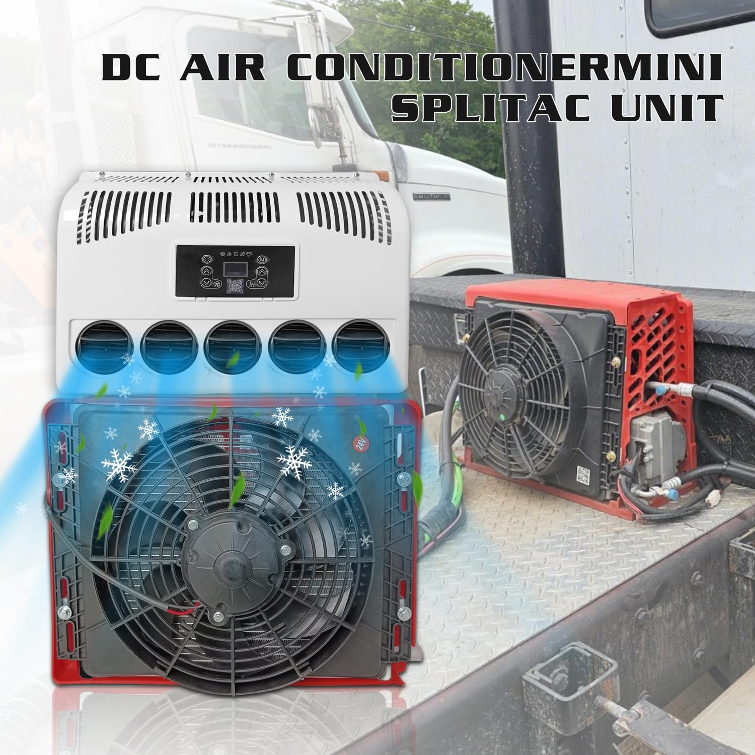 12V Air Conditioner Split Type 9000BTU – 12 Volt Electric AC Unit for Truck Cab, Van, Camper, Tractor, Trailer. Fast Cooling, Quiet Mini Split, Universal Fit.