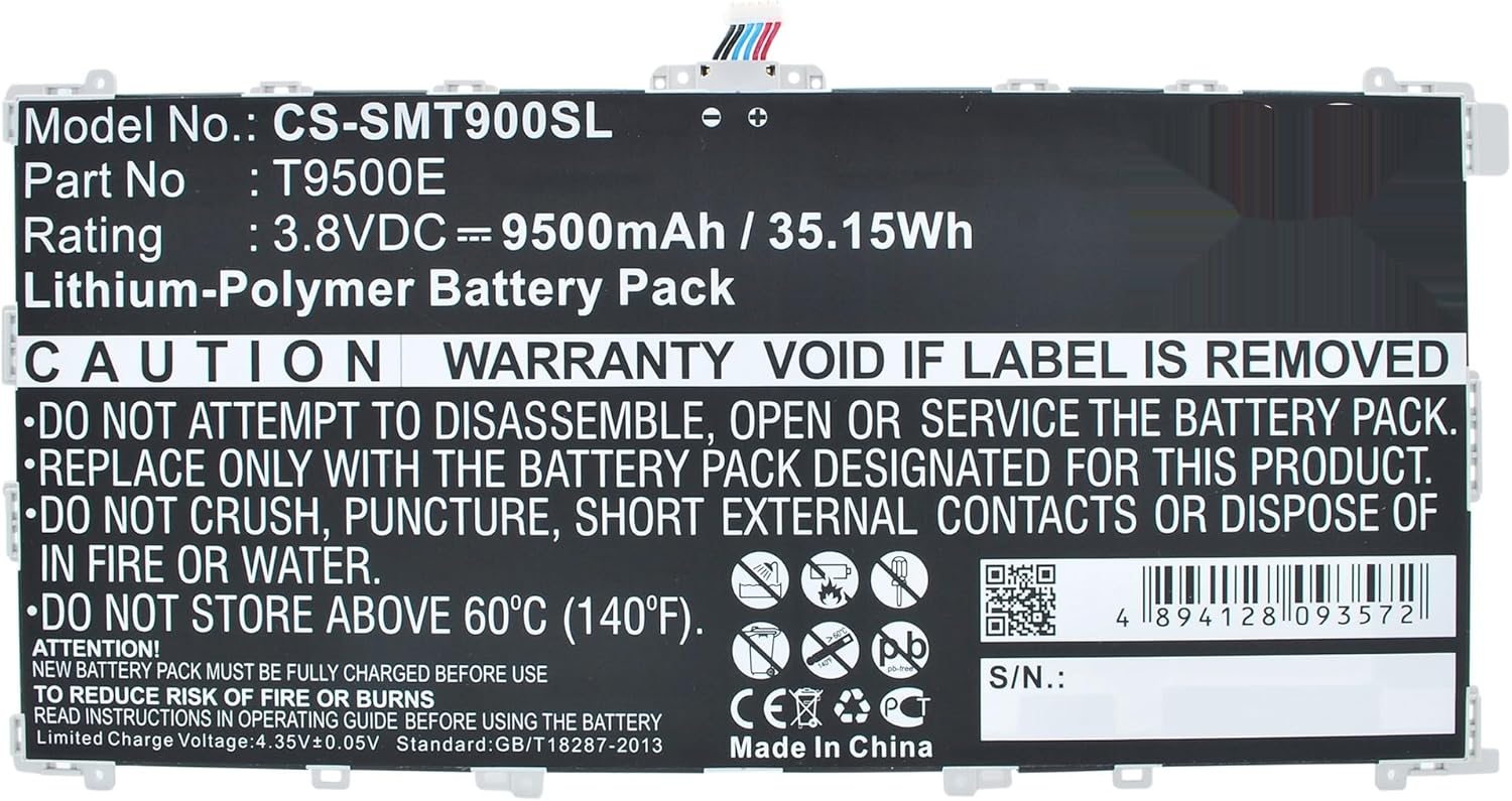 9500mAh Battery Replacement for SM-T900 TabPRO 12.2 TabPRO 12.2 LTE-A 64GB SM-T905 T9500E (3.8V)