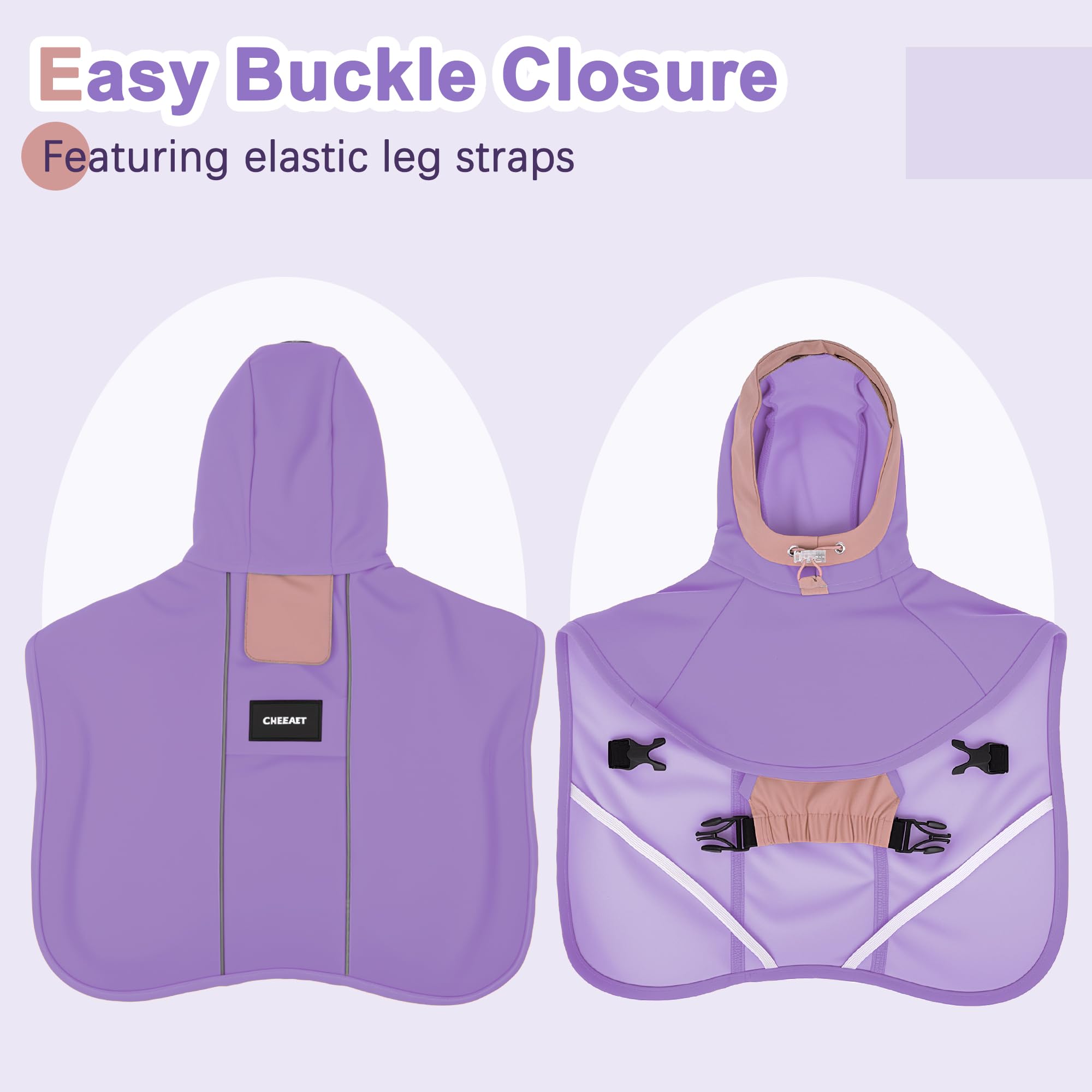 Simloyal Dog Raincoat, Waterproof Jacket, Cloak-Style Raincoat for Small Medium Dogs Color Purple Size 3