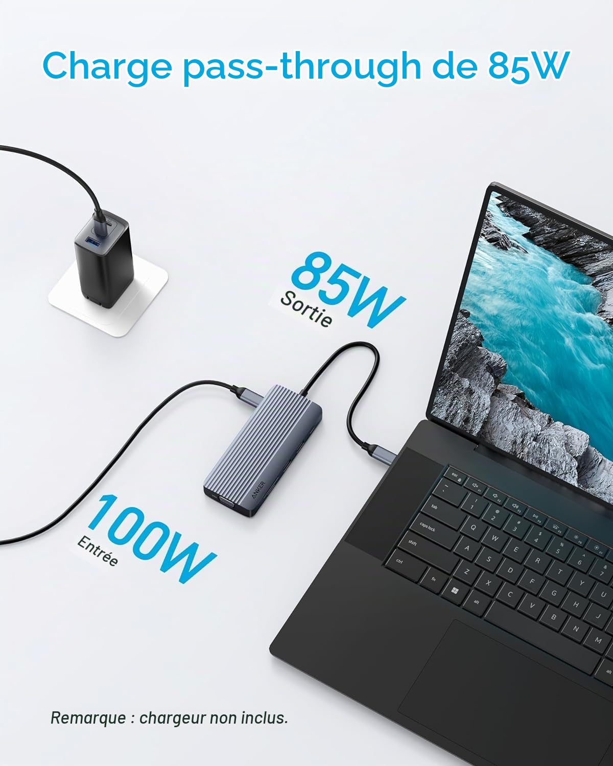 Anker Concentrateur UBS-C double affichage, 10 en 1 | HDMI 4K à 30 Hz avec Power Delivery 100 W, ports de données USB-C et USB-A 5 Gbit/s, pour MacBook, Lenovo