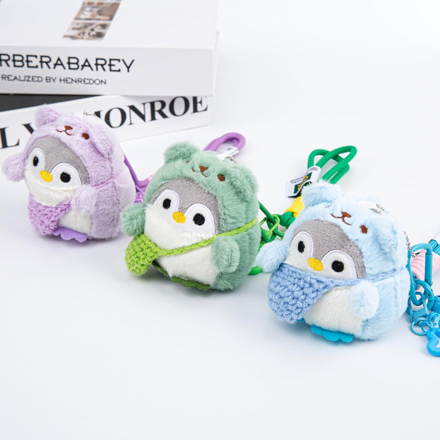 Cute Penguin Retractable Keychains Plush Keychain Accessories Kawaii Key Chain Keyring Gift for Women