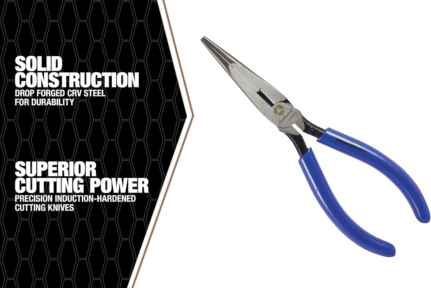 Southwire LNP7D Long-Nose Pliers with Side Cutter and Dipped Handles; 7-Inch