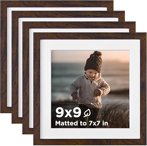 Vista 121 de KINLINK Juego de 4 portarretratos de 12 x 12 pulgadas, cuadrados de madera mate de 8 x 8 pulgadas con plexiglás para 8 x 8 pulgadas con paspartú