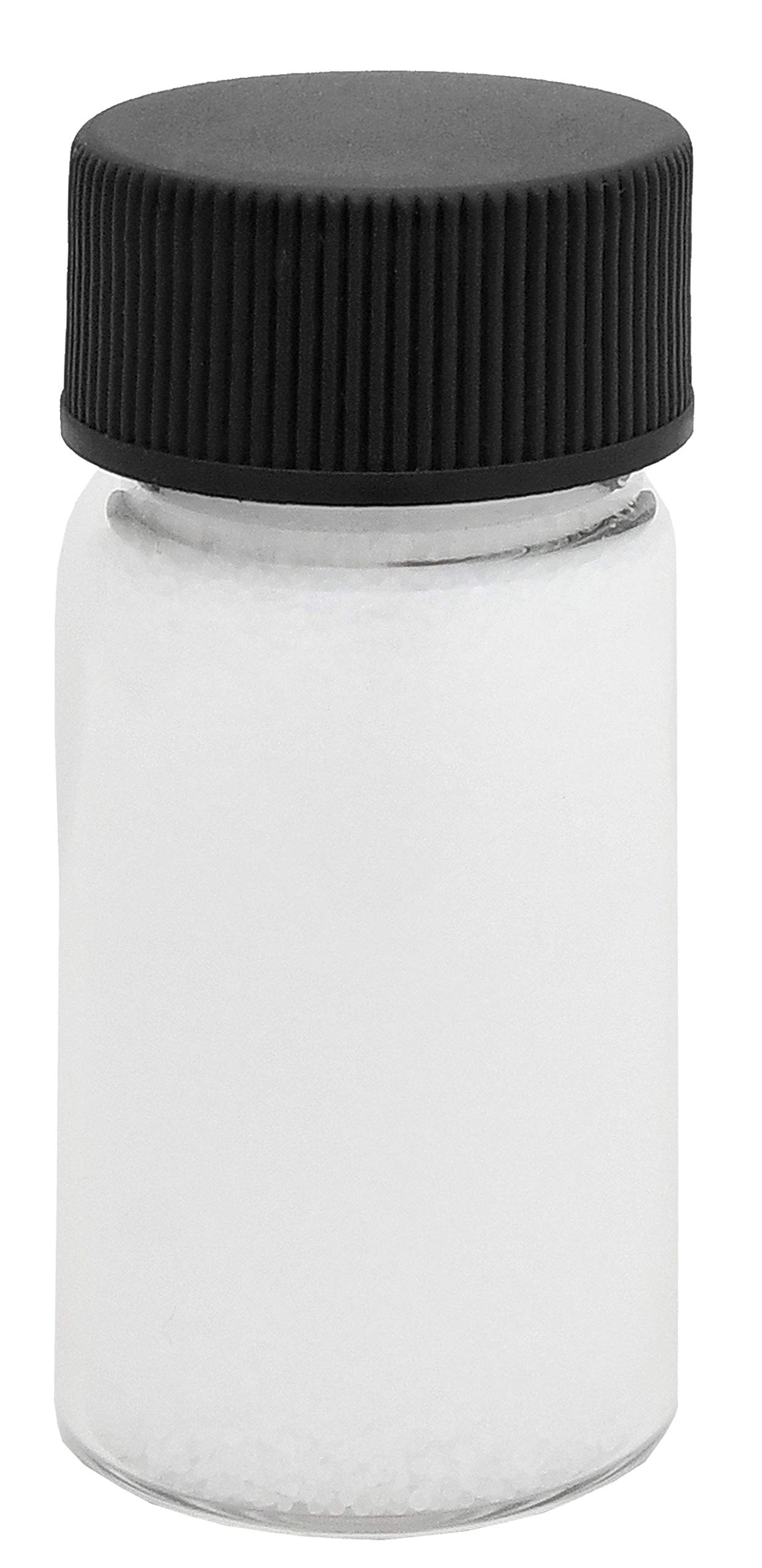 113 Stück Glasflasche mit Schraubverschluss, Probenflasche, Probierfläschchen, Schraubgläschen, 57mm x Ø27,5mm, Laborglas klar mit Schraubdeckel schwarz