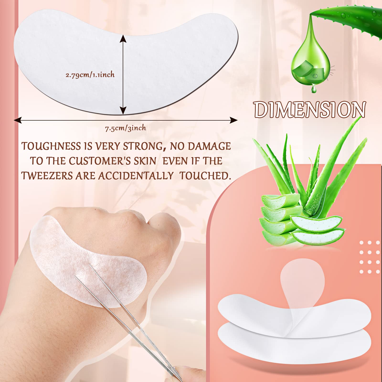 1000 pares de almohadillas de gel para debajo de los ojos, almohadillas de gel de extensión de pestañas naturales, kit de parches para suministros de extensión de pestañas, herramientas de belleza a 2