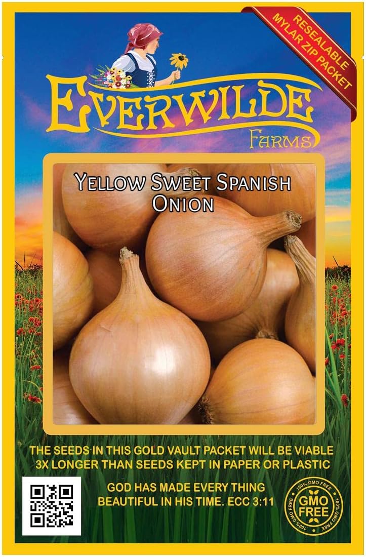 Everwilde Farms - 1 Lb Yellow Sweet Spanish Onion Seeds - Gold Vault