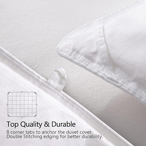 Miniatura 6 de Edredón plisado de gran tamaño King de 120 x 98 pulgadas, algodón egipcio alternativo de plumón de 3 piezas, relleno de edredón con 8 pestañas en