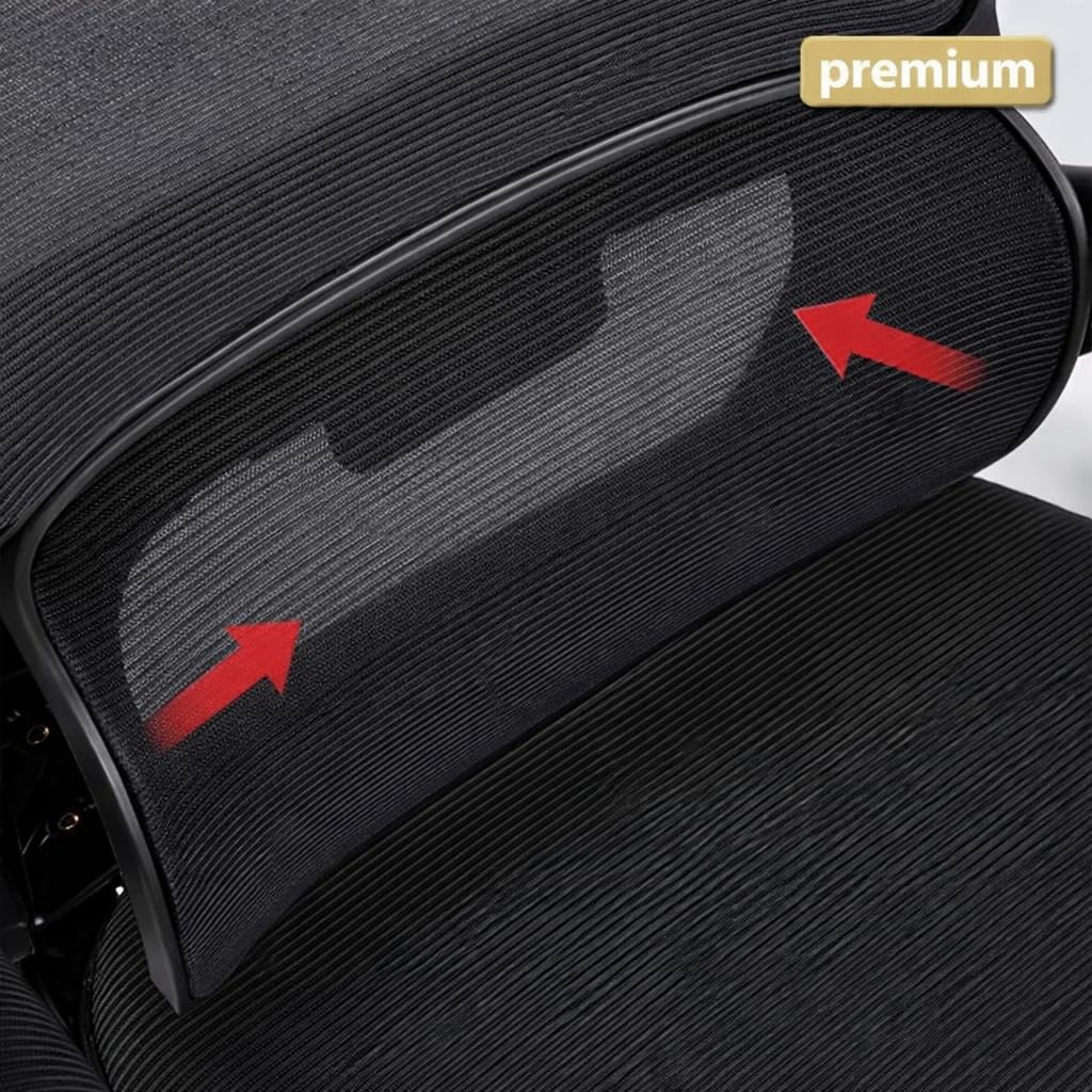 Silla de oficina ergonómica con respaldo de malla transpirable y reposacabezas ajustable | Asiento acolchado, reposabrazos abatibles y base resistente con ruedas giratorias | Diseño moderno