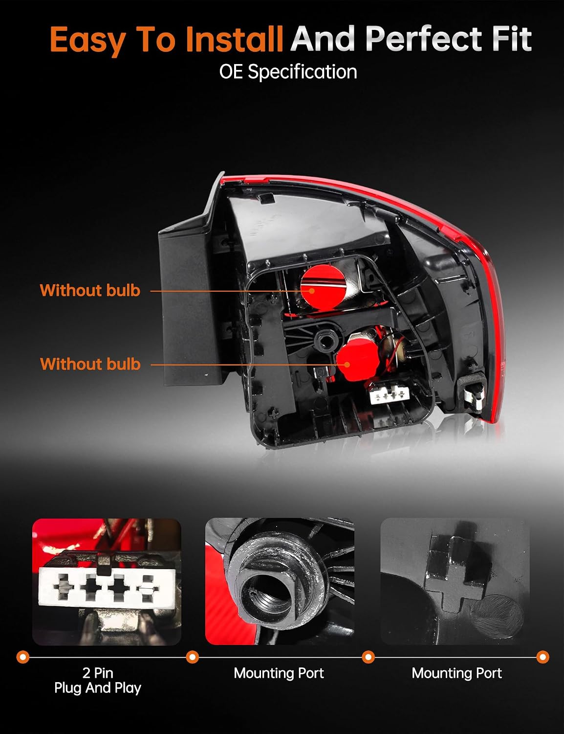 Left Driver Side Rear Tail Lights for 2015 2016 2017 2018 VW Volkswagen Jetta, Rear Outer TailLight Brake Lamp, with LED Turn Signal, W/O Bulb, 5C6945095G