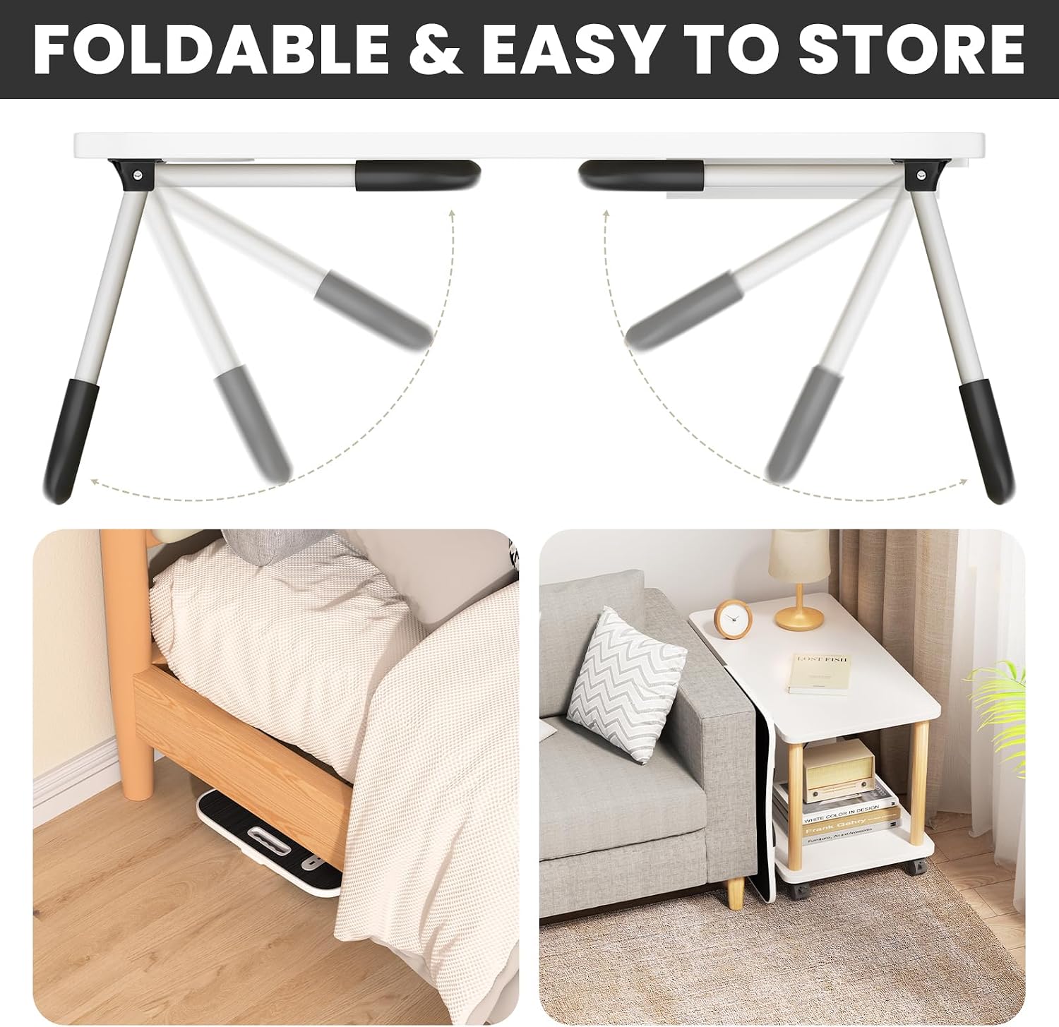 Lap Desk for Laptop Tray, Foldable Laptop Bed Desk with Storage Drawer image 4