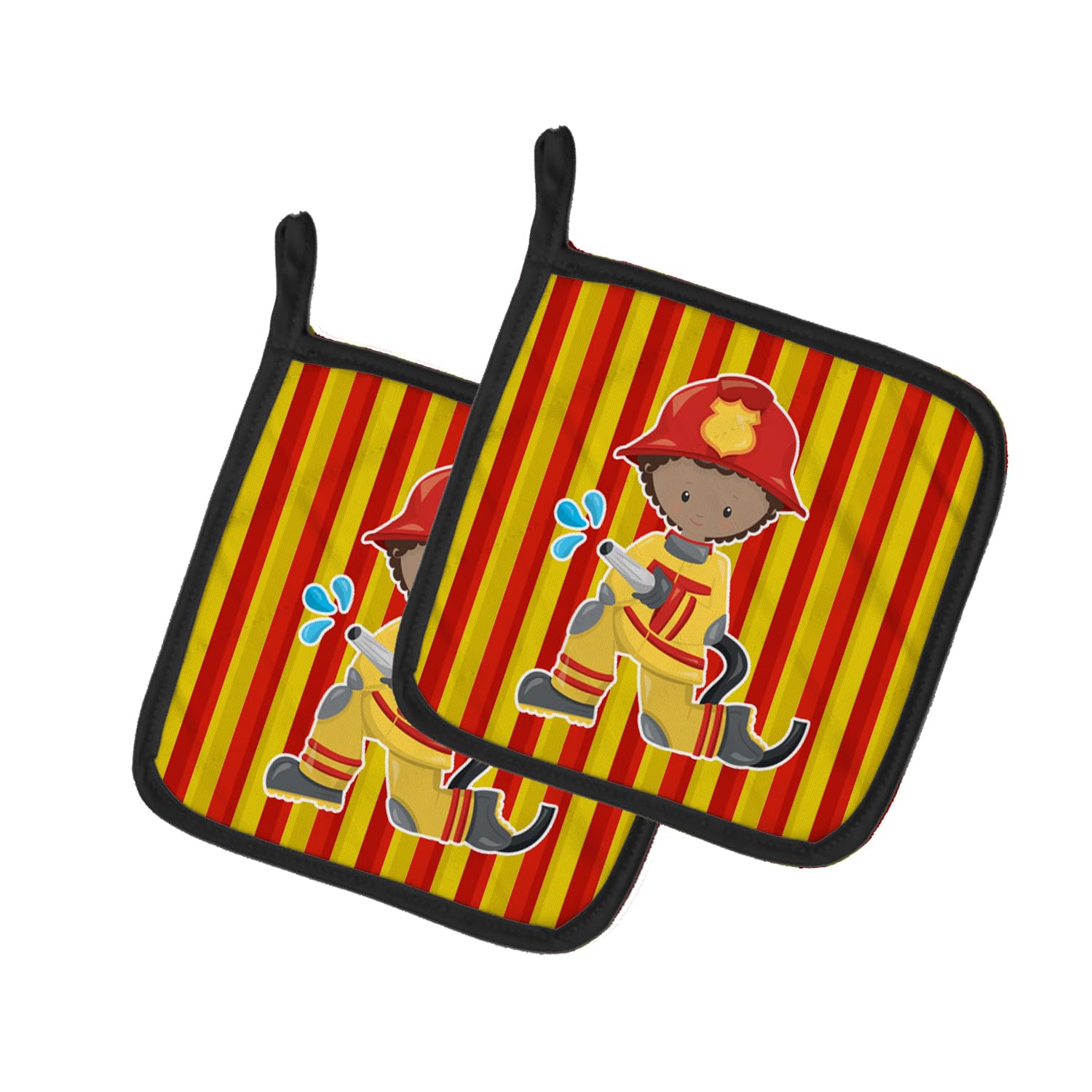 Agarraderas de cocina decorativas de bombero BB6996PTHD cuadradas y multicolor