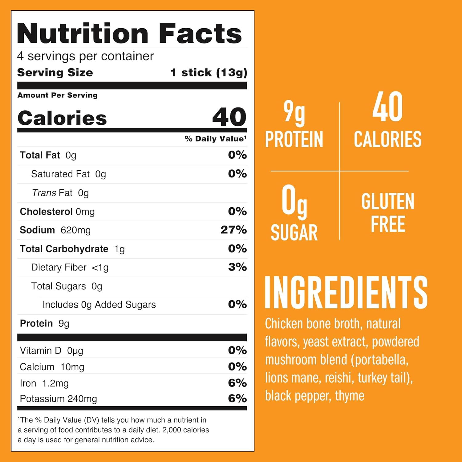 LonoLife Mushroom Chicken Bone Broth Powder Mix | 10g Protein | Collagen-Rich, Keto & Paleo Friendly | Natural Ingredients | 10 Portable Stick Pack Servings