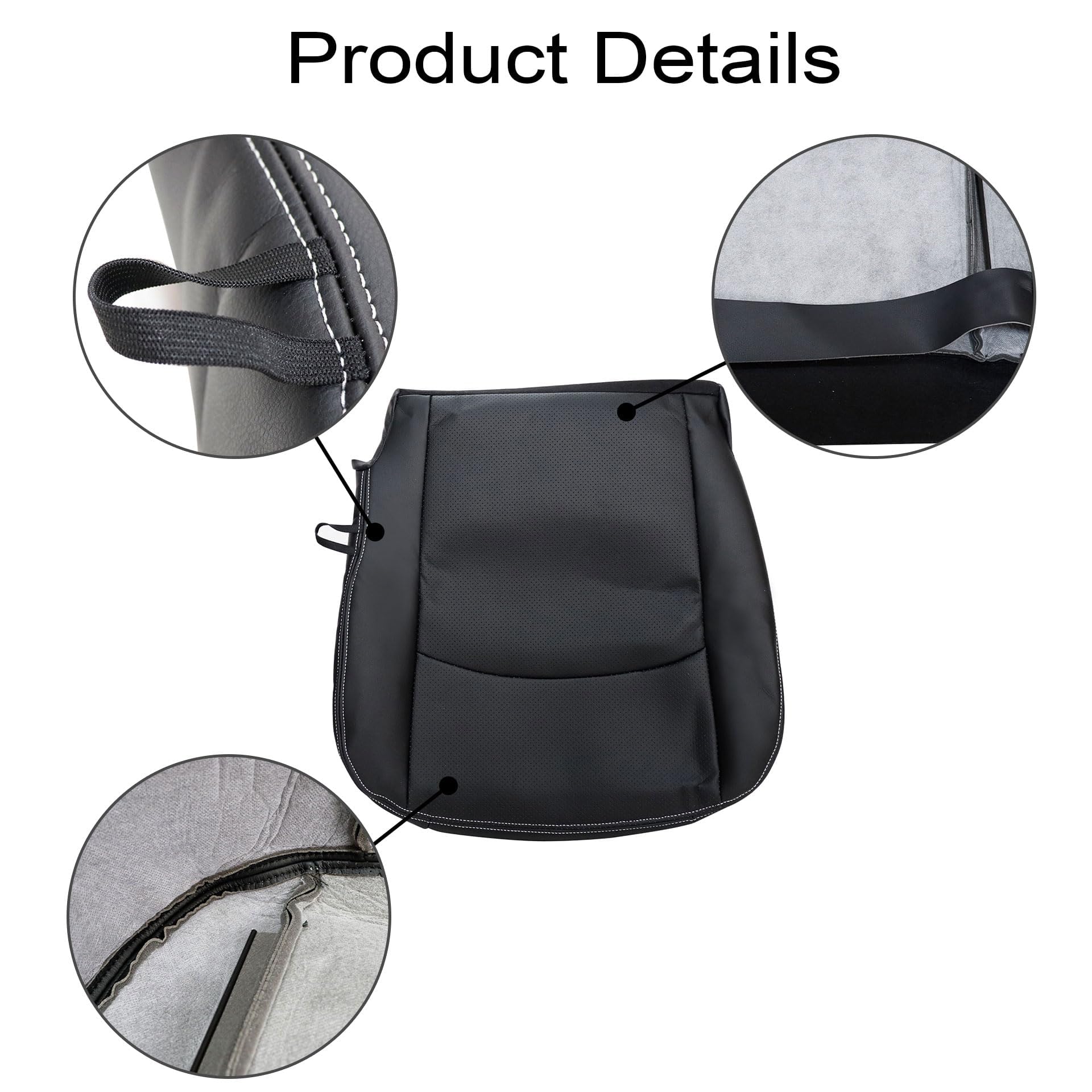 GXARTS Driver Side Bottom Replacement Perforated Microfiber Leather Seat Cover Black #19C Compatible with Dodge Ram 1500 2500 3500 4500 5500 Laramie 2009 2010 2011 2012
