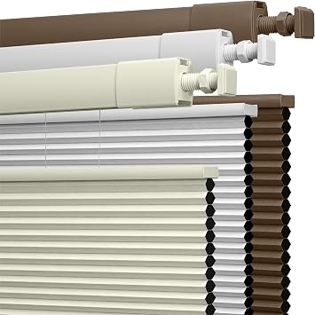 Boolegon No Drill No Tools Cellular Shades TDBU,Beige,22.5" W x 64" H