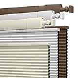 No Drill No Tools Cellular Shades Top Down Bottom Up Honeycomb Blinds Blackout Cordless Window Blinds Easy to Install Cellular Shade for Windows,Blackout-Beige,Custom Size