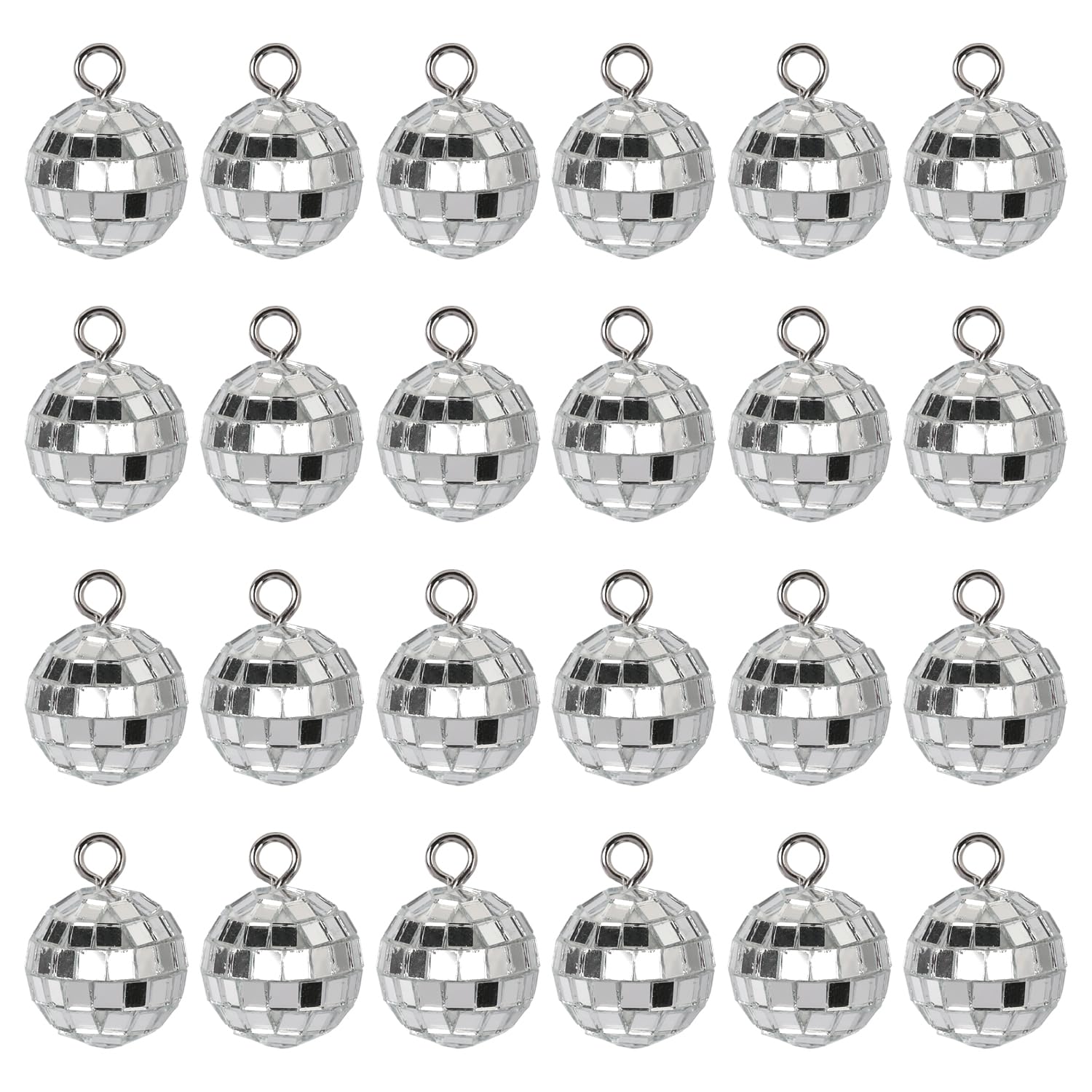 ASUNFO 24 Pcs Disco Ball Charms Mini Mirror Disco Balls Decor Small Disco Ball Beads for Jewelry Making Earring Bracelet DIY Crafts Keychain Pendant Ornaments 1 Inch