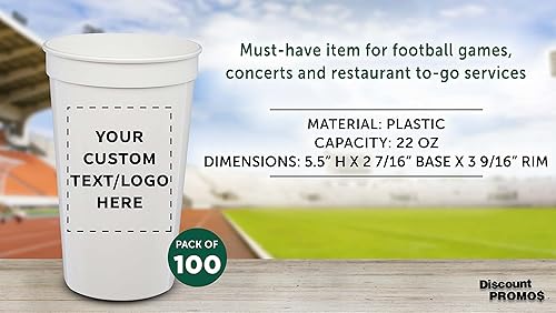 Miniatura 64 de DISCOUNT PROMOS Vasos de plástico personalizados para estadios, 22 onzas, juego de 10, paquete personalizado a granel, perfecto para cumpleaños