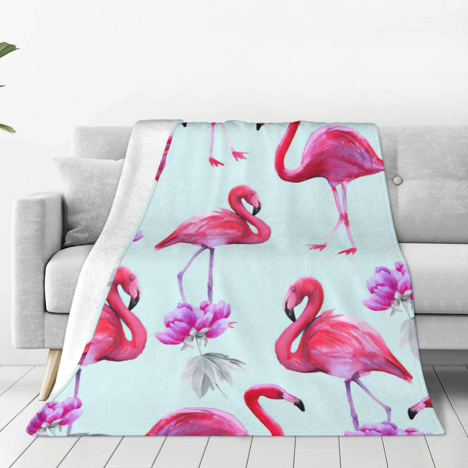 Couverture polaire contre le froid plaid chaud flamants roses lit et sofa