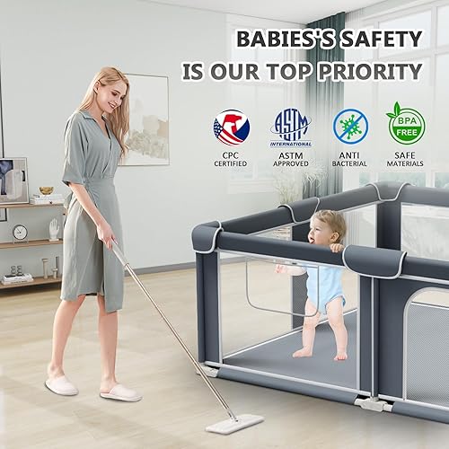 Miniatura 2 de G TALECO GEAR Corralito plegable para bebés y niños pequeños, patio de juegos portátil de 50 x 50 pulgadas con alfombra, corral de juegos plegable