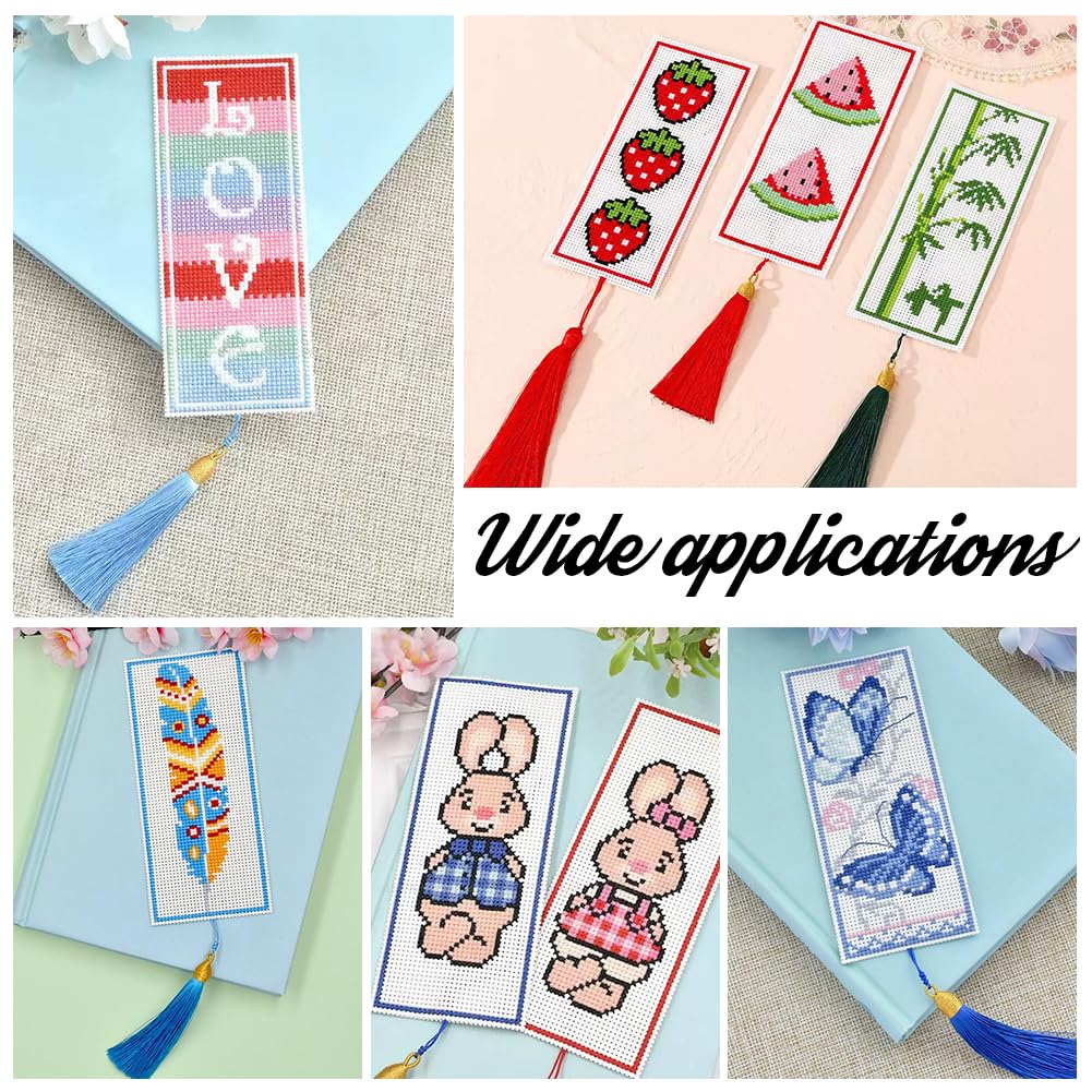 Cabilock Wooden Cross Stitch Bookmarks 16 Pcs DIY Embroidery Craft Blanks With Pre-Holes For Handmade Bookmarks And Keychain Tags 5.11X2.36 Inches - View #8