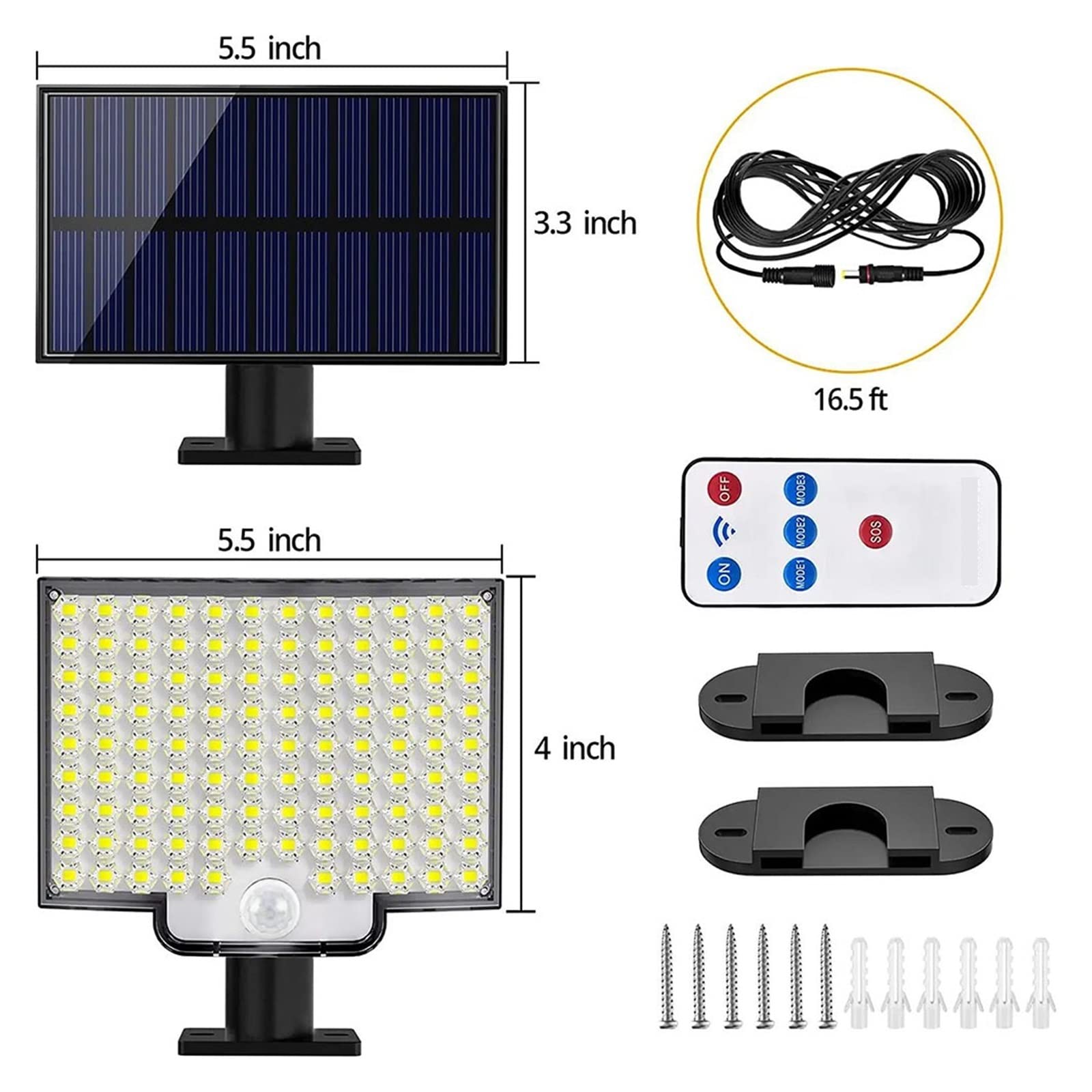 Lampe d'extérieur 106 LED avec détecteur de Mouvement Ultra-Lumineux, étanche IP65, 4 Modes de Fonctionnement, pour éclairage de Jardin et de Rue