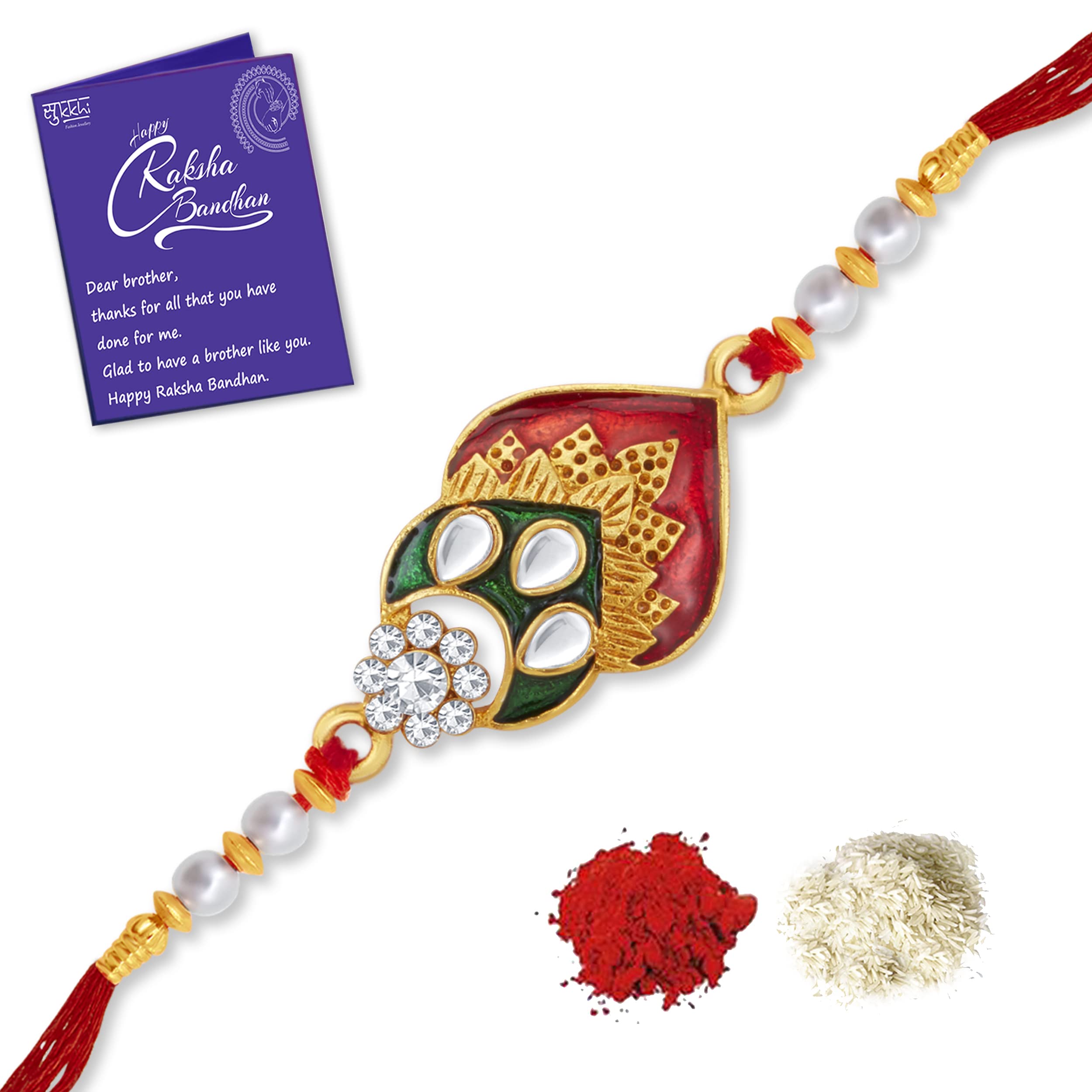 See full amazon price history chart for Sukkhi Rakhi Ravishing Kundan Designer Gold Plated Premium Rakhi for Brother With Roli Chawal & Greeting Card | Rakhi for Bhaiya | Rakhi for MEN | Kundan Rakhi | (RAK104467) Sukkhi Rakhi Ravishing Kundan Designer Gold Plated Premium Rakhi for Brother With Roli Chawal & Greeting Card | Rakhi for Bhaiya | Rakhi for MEN | Kundan Rakhi | (RAK104467) (B0B63C12XF) Amazon Price History, Amazon Price Tracker