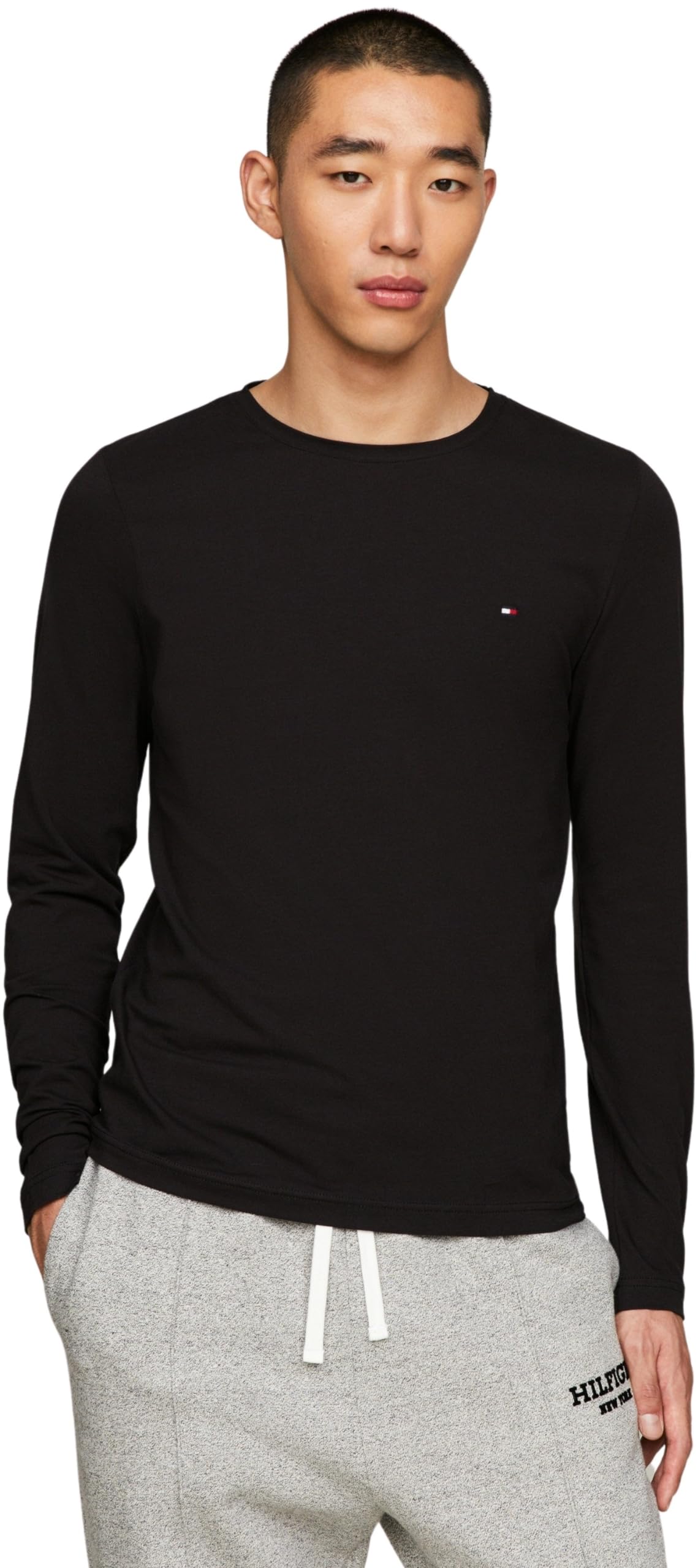 Tommy Hilfiger T-Shirt Manches Longues Homme Stretch Slim Fit Coton