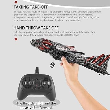 BuyWeek RC Plane Dinosaur Remote Controlled Aeroplane 2.4 GHz Receiver Remote Controlled Model Plane Toy for Over 14 Years Old Children Adults (2 Batteries)