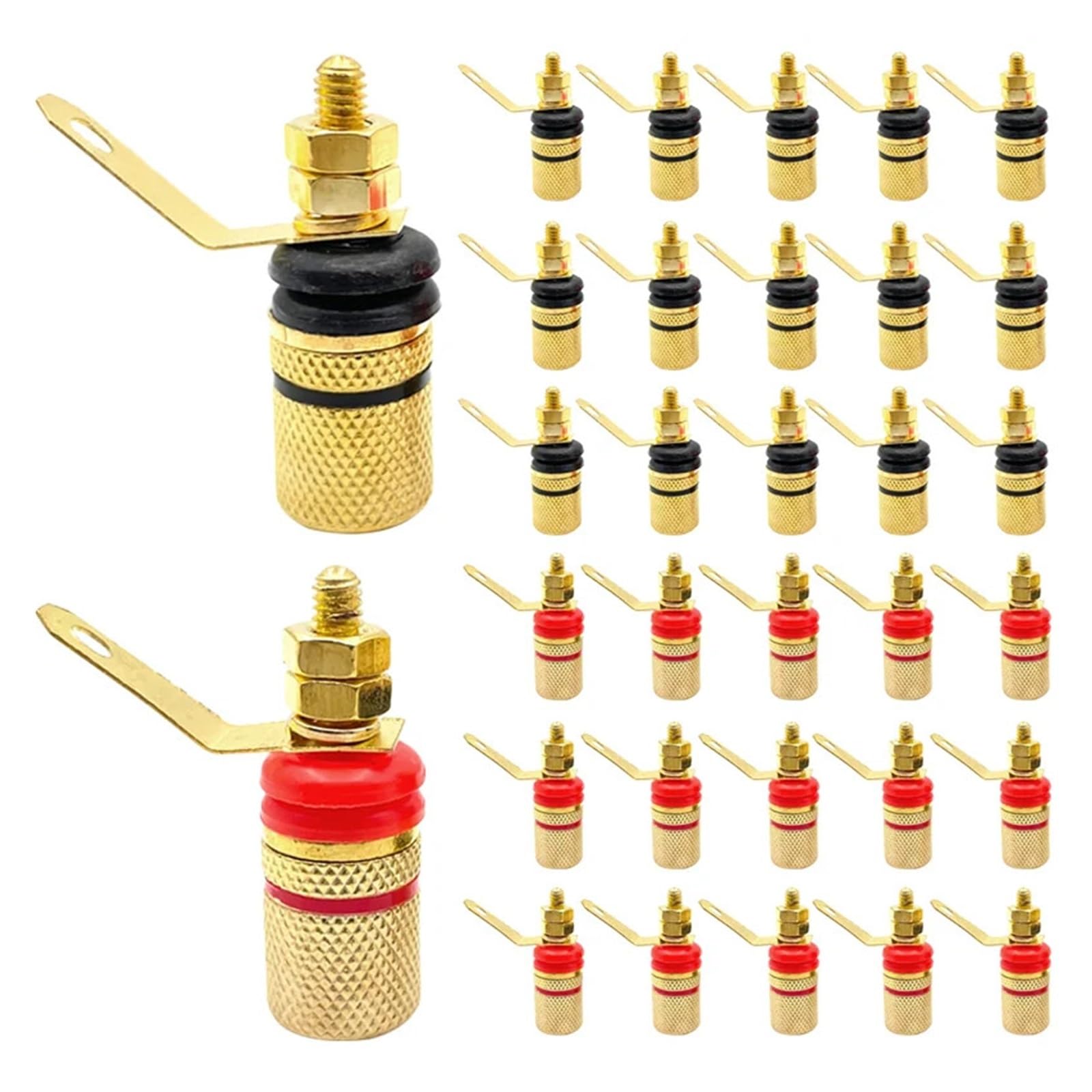 Connettore terminale audio for terminale altoparlante Binding Post placcato oro da 20 pezzi da 4 mm(20 Black)