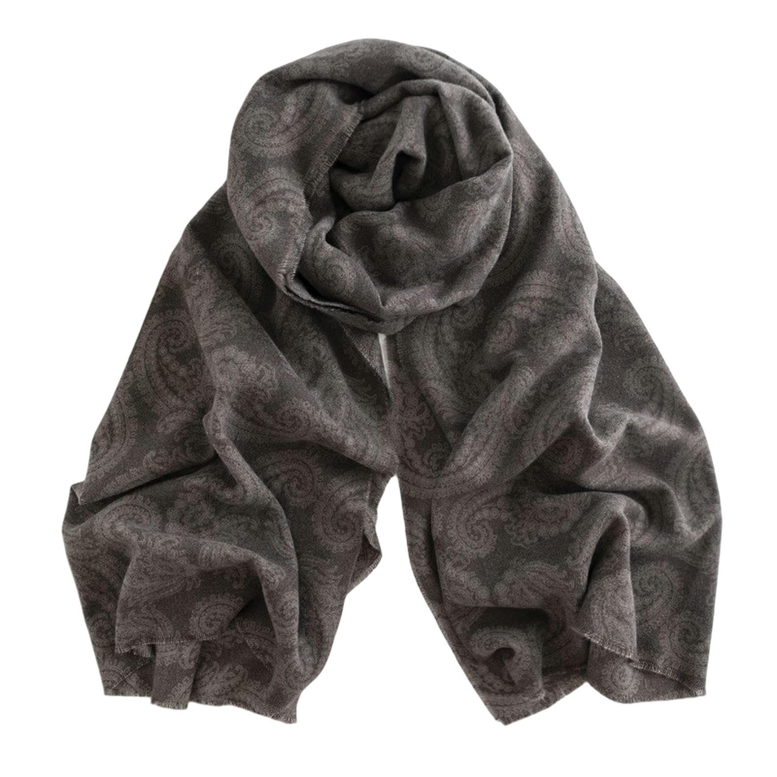 Szalik jesienny i zimowy z małym kwiatowym wzorem, elegancki damski styl, nadrukowany szalik imitacji kaszmiru, ciepły, odporny na zimno szyję - popielaty 65 * 190 cm