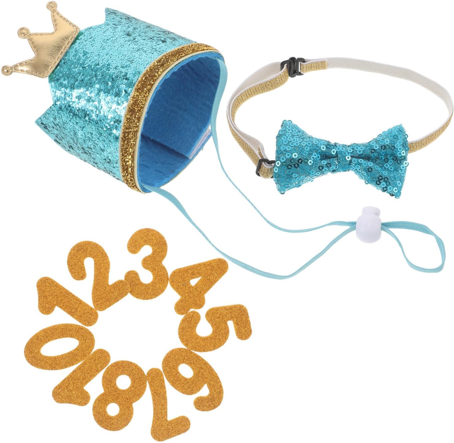 Adjustable Bowtie Dog Birthday Hat Elegant Crown Design Comfortable Polyester Pet Birthday Outfit for Parties Reusable Party Hat for Dogs and Pets