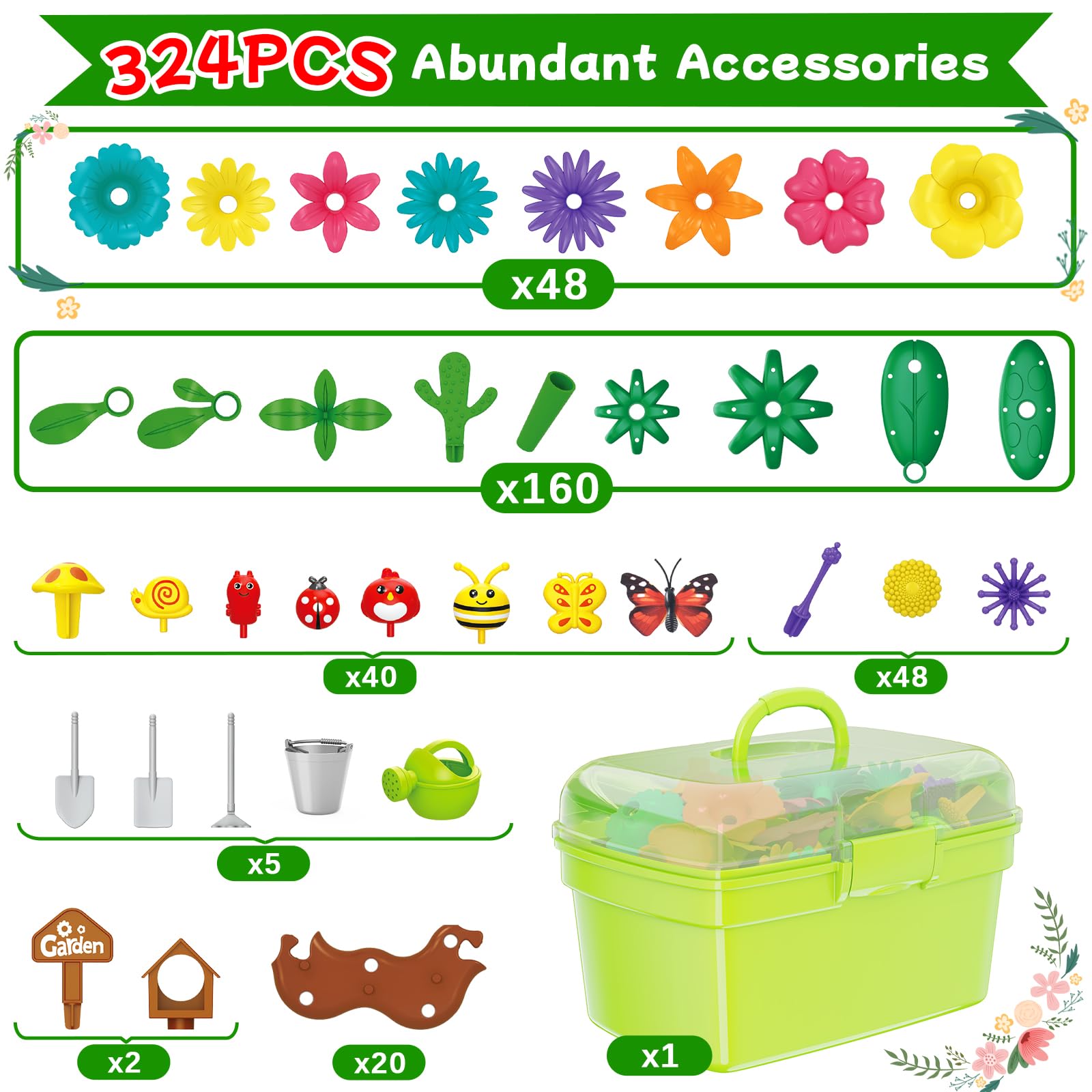 Amazon.com: Scientoy Flower Garden Toy Building Blocks, 3 4
