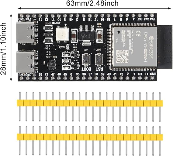2 ADET ESP32-S3-DevKitC-1-N16R8 ESP32-S3 Geliştirme Kartı Wi-Fi + BLE MCU Modülü Arduino için Komple Wi-Fi ve BLE İşlevlerini Entegre Ediyor