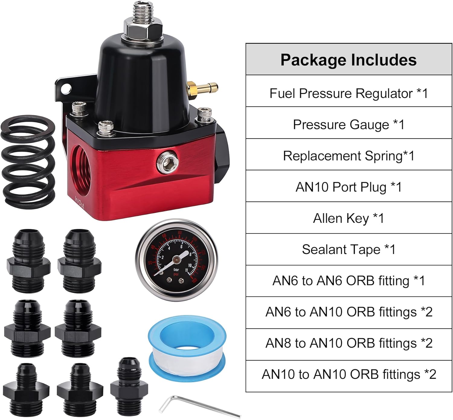 EVIL ENERGY Fuel Pressure Regulator 6AN EFI Bypass Return Adjustable (20-75PSI, 75-120PSI)