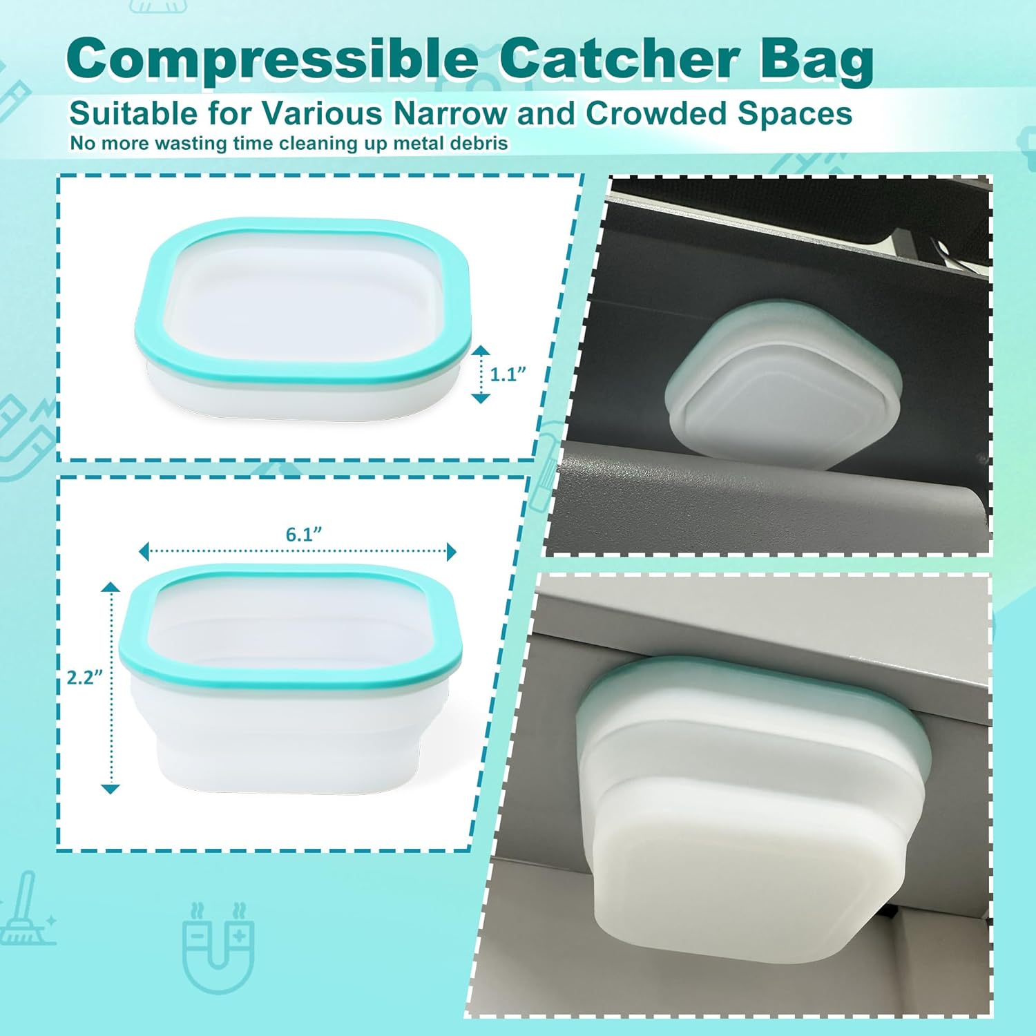 Dirt Bag Electrical Drilling Catcher Bag for Magnetic Metal Shavings, Non-Conductive Electrical Safety Drilling Tool Bag, Silicone Bags for Capturing Debris