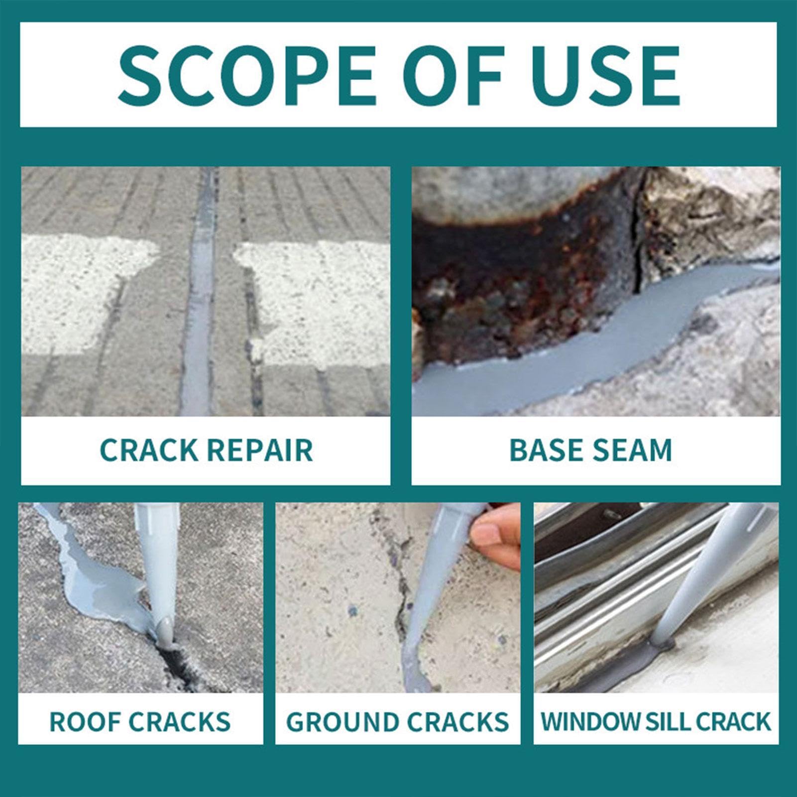 Riempitivo per Crepe Calcestruzzo 500ml, Stucco per Cemento e Muratura, Riparazione Lastre con Adesivo Forte, Sigillante Impermeabile e Antigelo per Esterni, Ideale per Tetti Pavimenti Davanzali