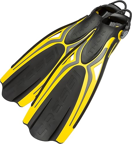 Miniatura 9 de Cressi Aletas de tacón abierto para adultos con correa elástica para buceo - Fuerza, potencia, comodidad, estética, ligereza - Thor EBS: Made in