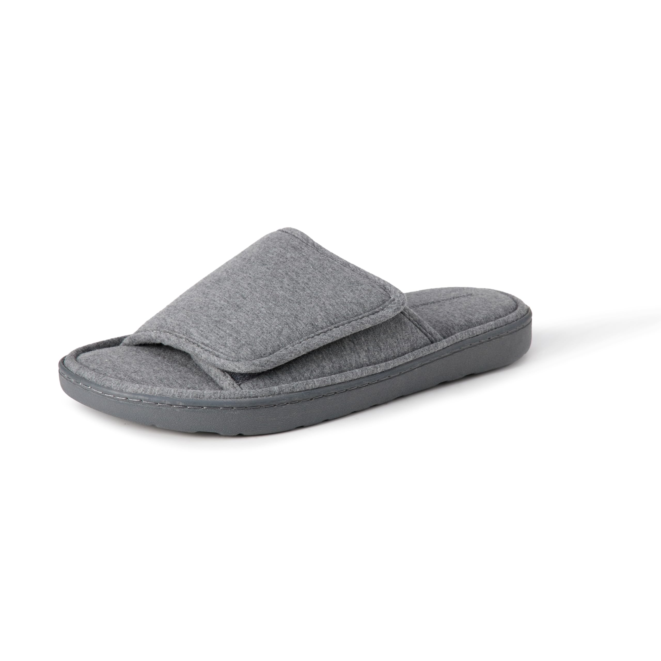 Amazon Essentials Men's Adjustable Wrap Open Toe Slide Slippers, Grey, 9