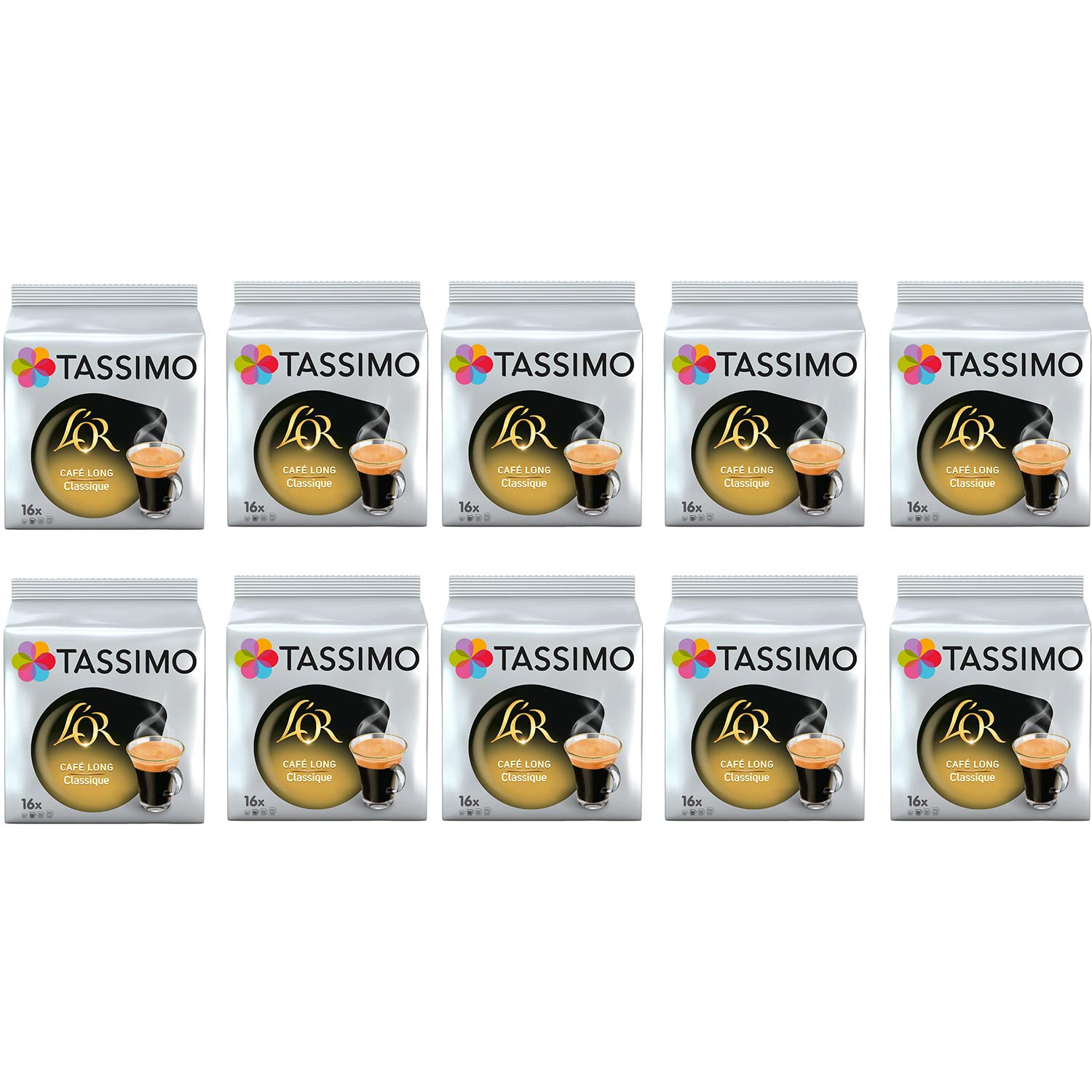 Tassimo The Long Classic O Cápsulas de café - 10 paquetes (160 bebidas)
