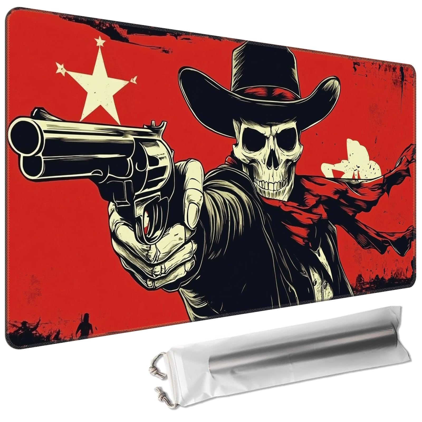 Cdkfxjy MTG Playmat 24 x 14in Includes Storage Bag,TCG Playmat with Soft Surface Premium Non-Slip Rubber Backing Stitched Edges Durable Gaming Mat,Cowboy Skeleton — image 1