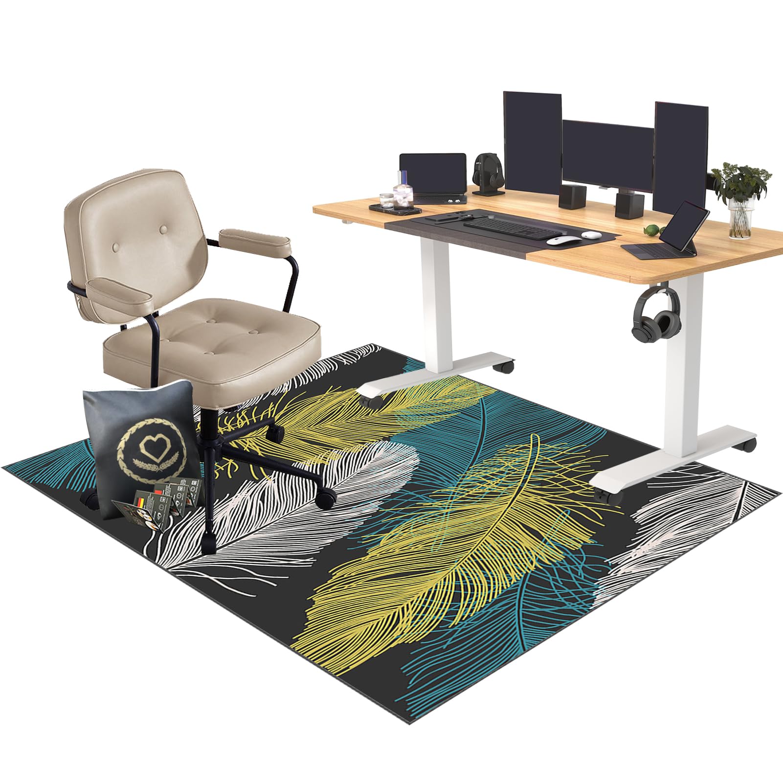 EYKWKB 160 x 180 cm Office Chair Mat for Hardwood Floor Non-slip Gaming Chair Mat for Wooden Floors Computer Chair Rug for Home Office Hard Floor Protector Mat for Office Chair Desk Chair Mats