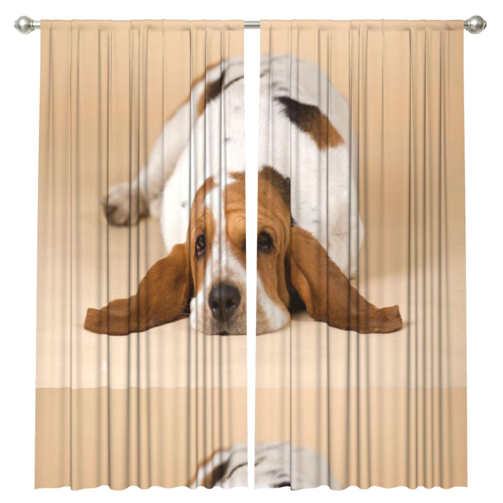 InOmak Basset Hound, 2 Panels Window Curtains 52 x 84 Inch Blackout Curtains for Living Room Bedroom