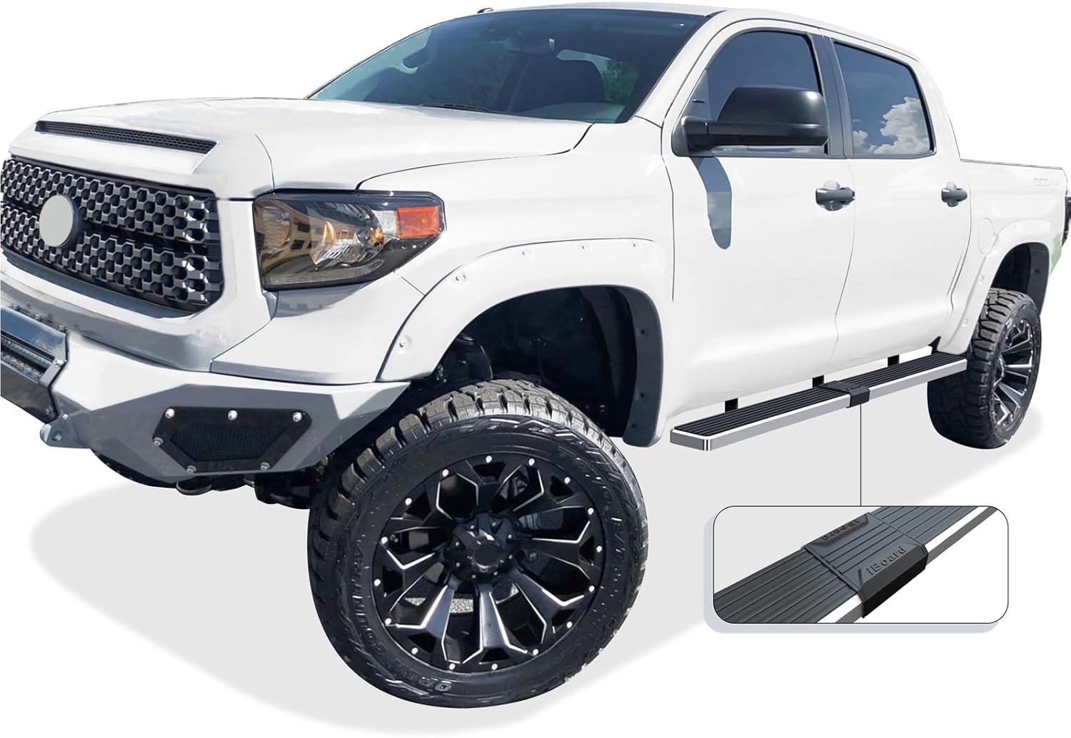 APS Premium 5in 304 Stainless Steel Running Boards Compatible with Toyota Tundra CrewMax Cab 07-21