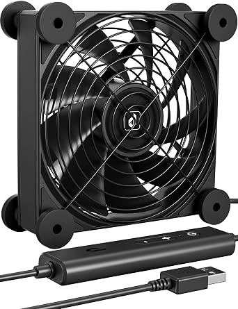 upHere 120mm USB Fan Silent Fan with 4 Adjustable Wind speeds for Computer Case/PC / PS4 / TV Box/AV Cabinet U3UK1