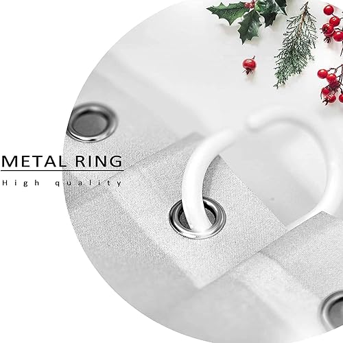 Miniatura 6 de flowerlove Juego de cortinas de ducha de Navidad con alfombras para baño, 4 piezas de tela duradera y ganchos para baño de rejilla roja y negra,