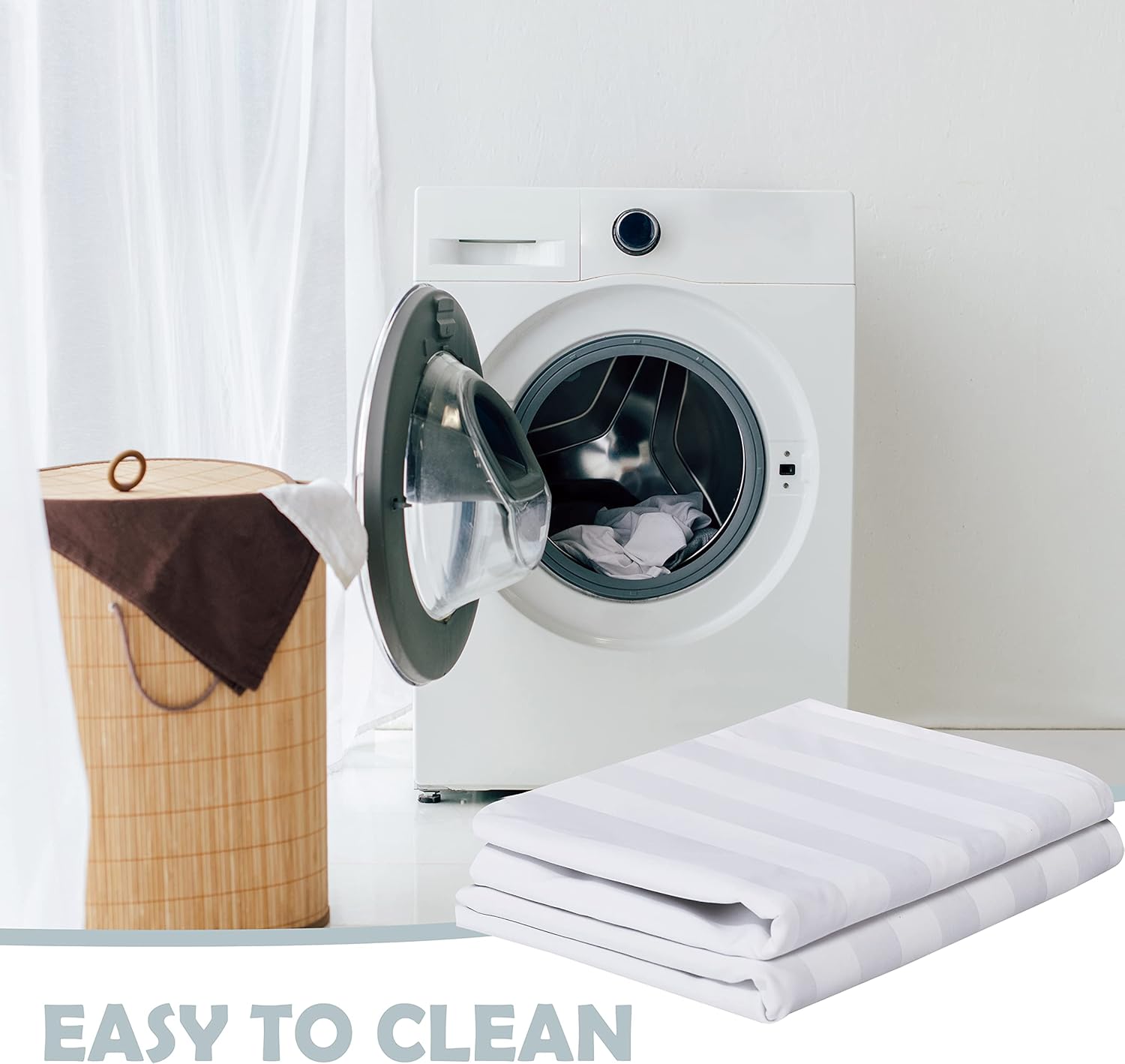 Pillow Protector King Size 100% Egyptian Cotton Pillow Covers, 400 Thread Count Sateen Weave Cooling Pillow Cases with Zipper Hidden, Breathable Non Noisy Easy Care, Set of 2 (Striped White) - Image 6